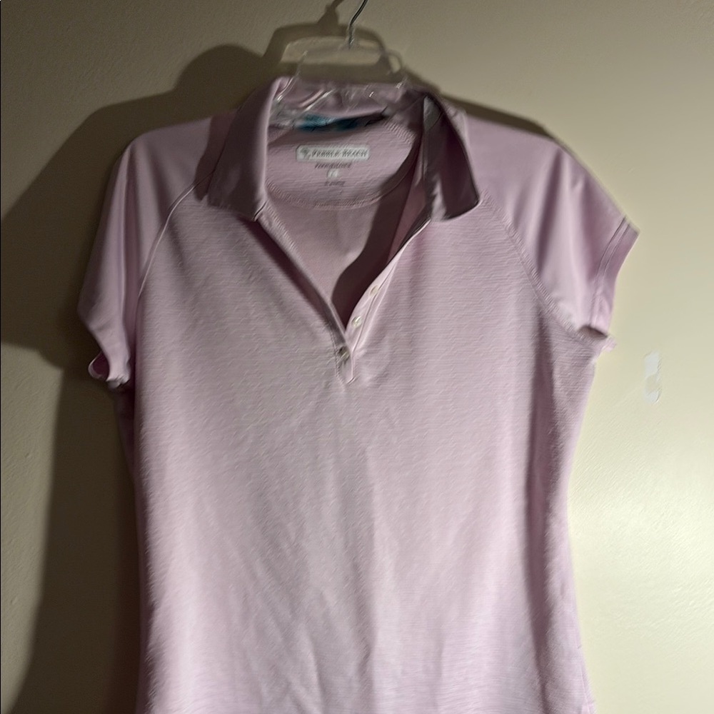 Pebble Beach Fitted Pink Polo Short Sleeve Top